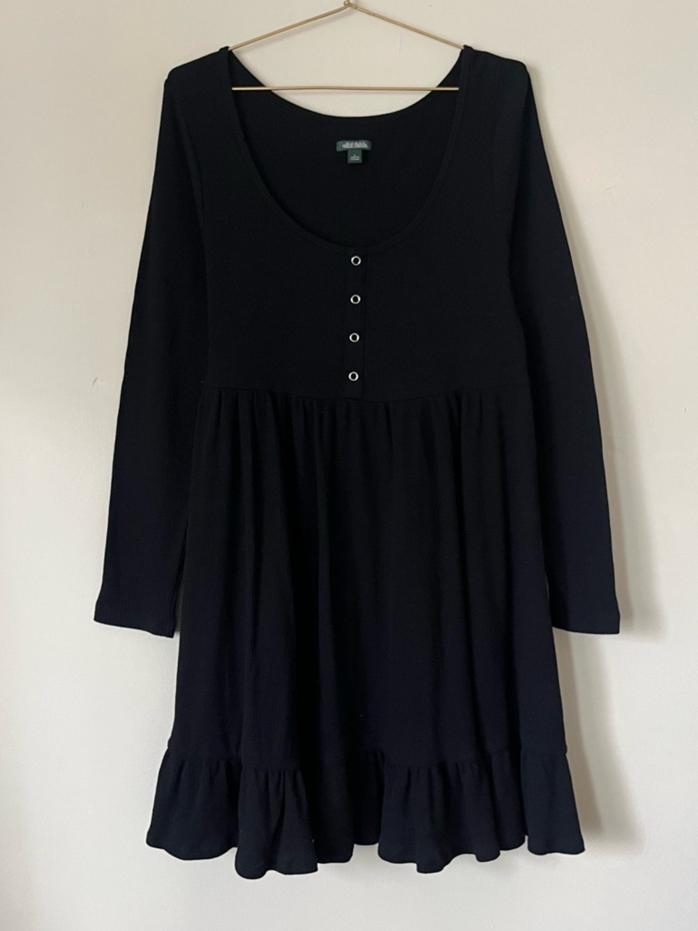 wild fable Black minimalist casual Long-Sleeve Scoop Ruffle‎ Dress size L